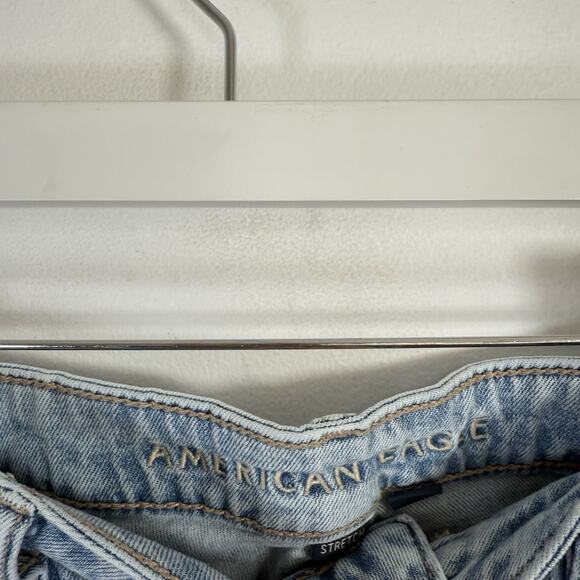 American Eagle Super High Rise Baggy Wide Leg Jeans Light Wash Womens 8 Short - Picture 4 of 10